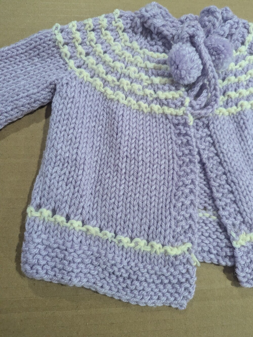 Handmade Purple White Accent Handmade Crochet Baby Girl Cardigan Sweater *6-12mo - Picture 2 of 11